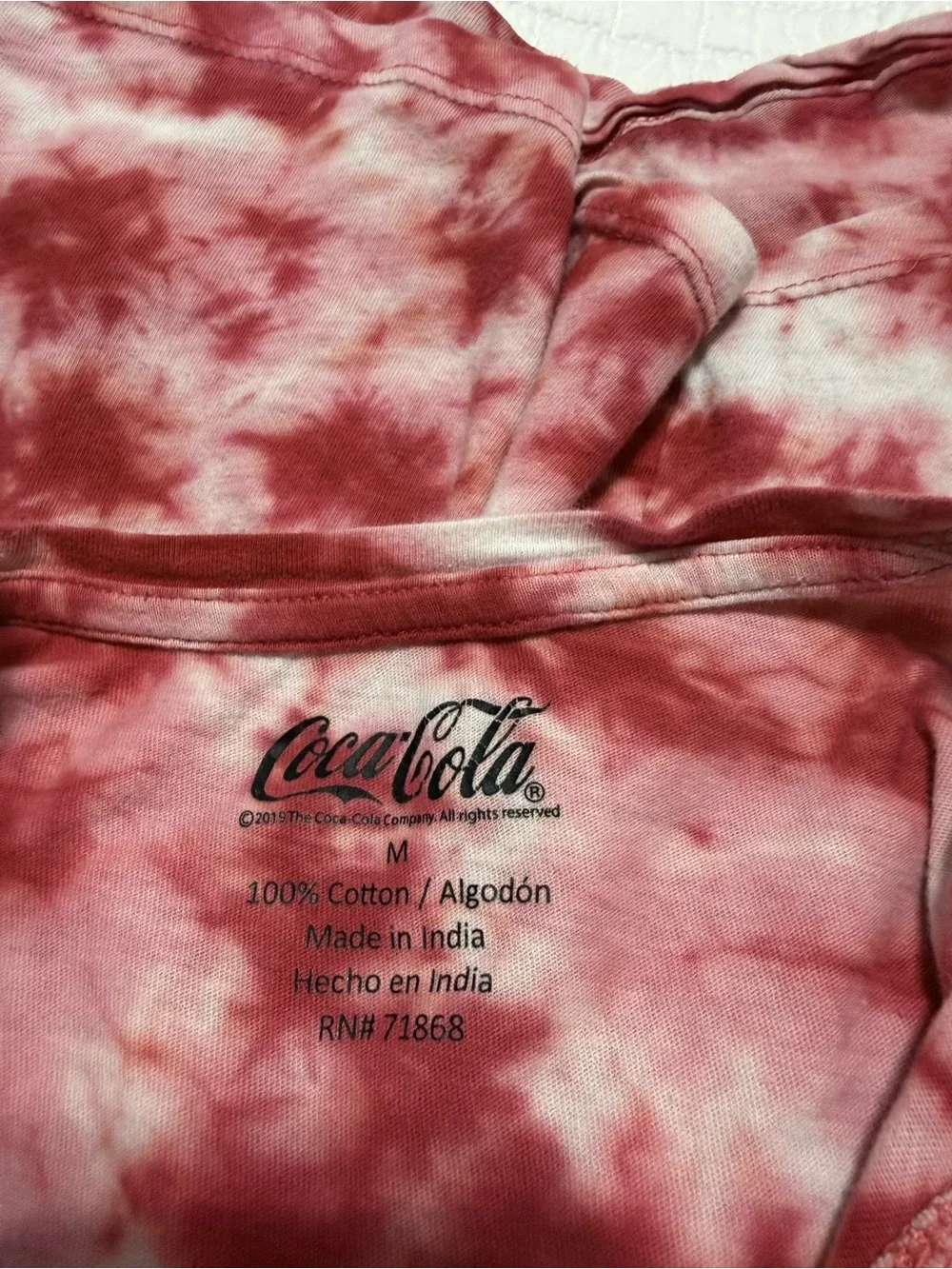 Coca-Cola Always Refreshing Tie Dye Graphic Tee Red White Size M